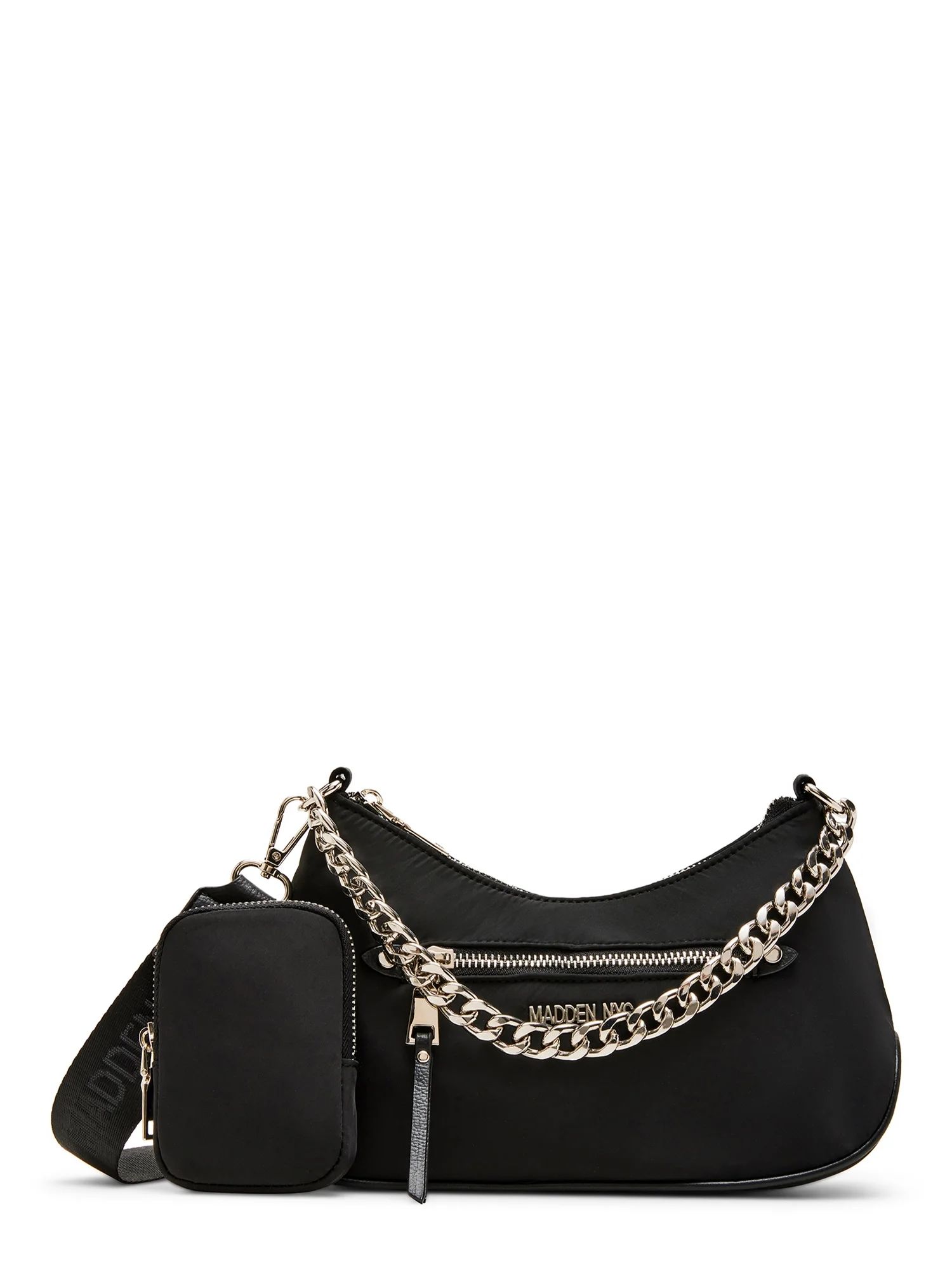 Madden NYC Women's Chain Crossbody Handbag with Pouch, Black | Walmart (US)