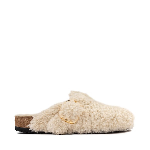 Womens Birkenstock Boston Big Buckle Shearling Clog - Eggshell | Journeys