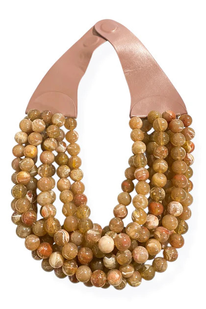 Carla Mauve Taupe Smooth Bead Statement Necklace | The Willow Tree