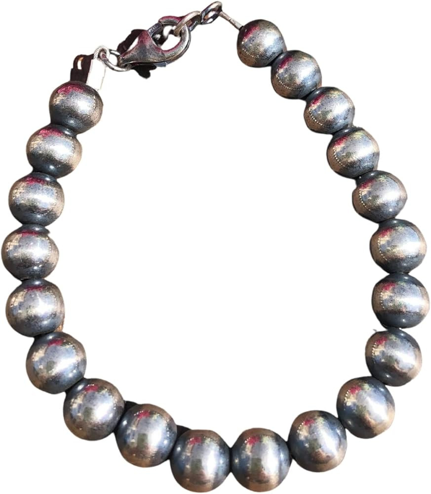 Hippie Cowgirl Couture 8mm Navajo Style Sterling Pearl Bracelet | Amazon (US)
