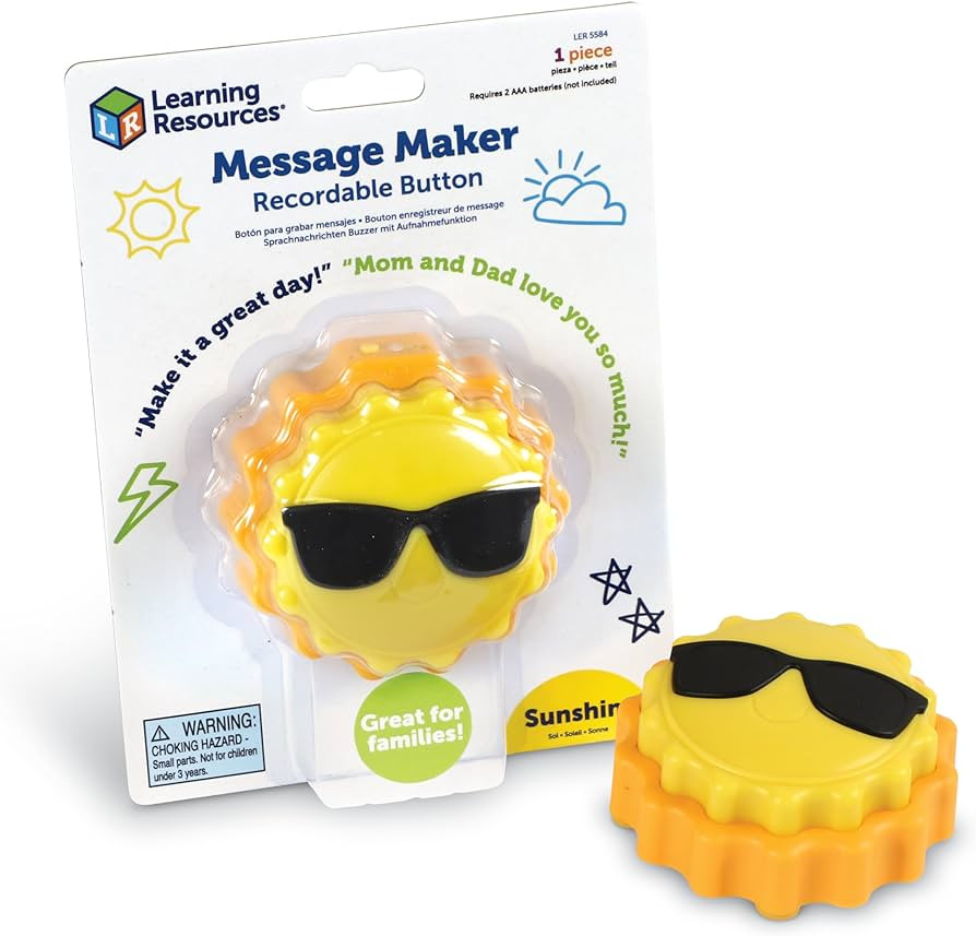 Learning Resources Message Maker Recordable Button Sunshine - Record Motivational Messages for Ki... | Amazon (US)