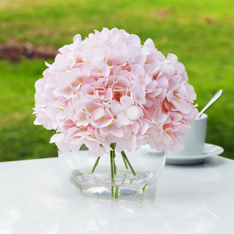 Faux Silk Hydrangea Arrangement in Vase | Wayfair North America