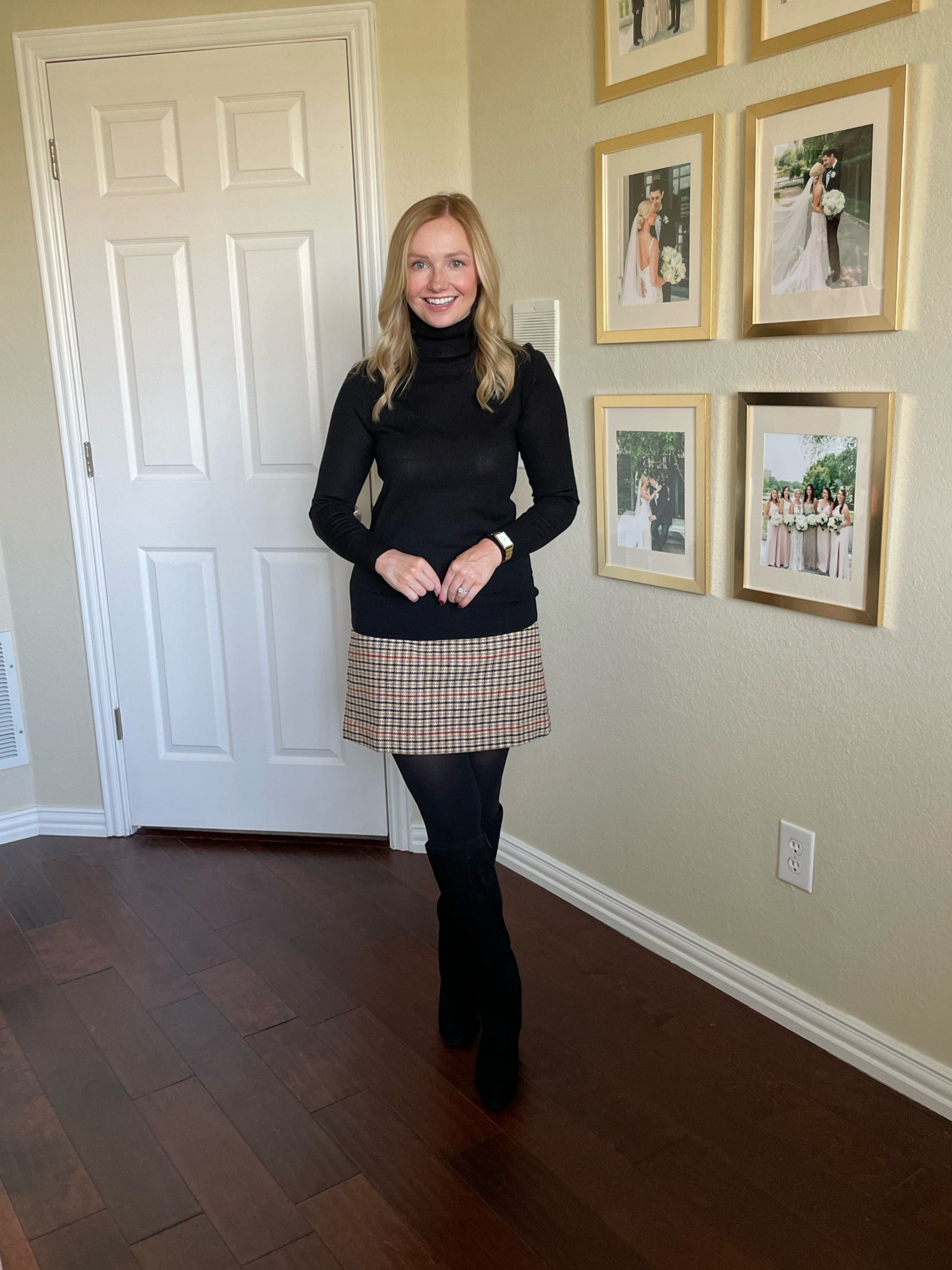 Wearing an XS in top and 0 in skirt | plaid skirt, turtleneck, black boots, suede boots 

#LTKSeasonal #LTKFindsUnder100 #LTKStyleTip