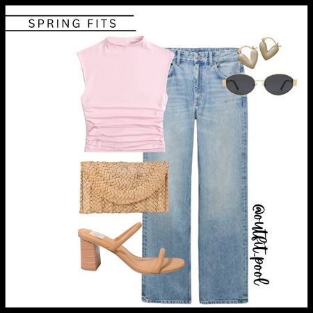 Pink top, jeans, tan sandals, black bag, spring outfit, spring fashion  

#LTKfindsunder50 #LTKstyletip #LTKtravel