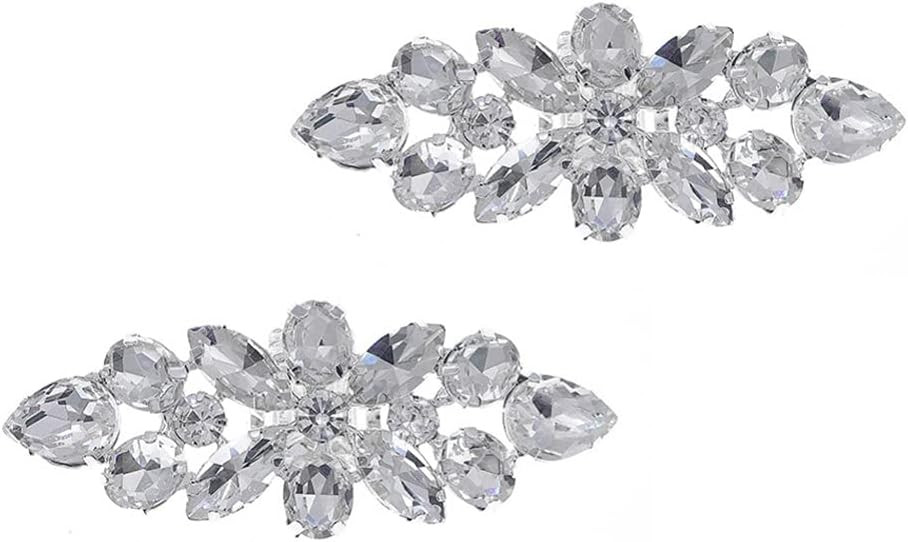 Holibanna 1 Pair Rhinestones Shoe Clip DIY Handmade Bling Shiny Shoe Bag Dress Silver Buckles Hig... | Amazon (US)
