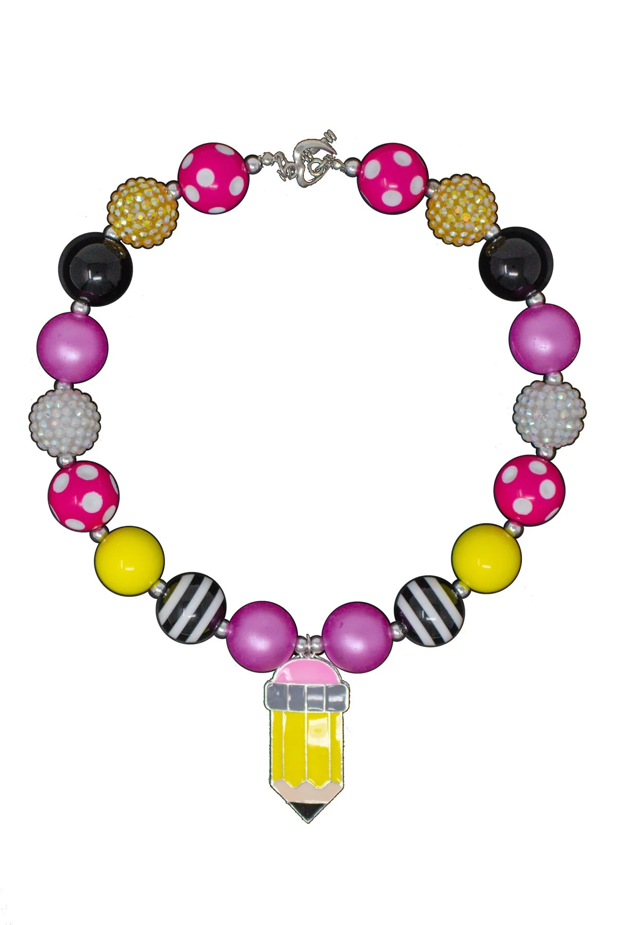 Black & Pink Pencil Bubblegum Necklace | Sparkle In Pink