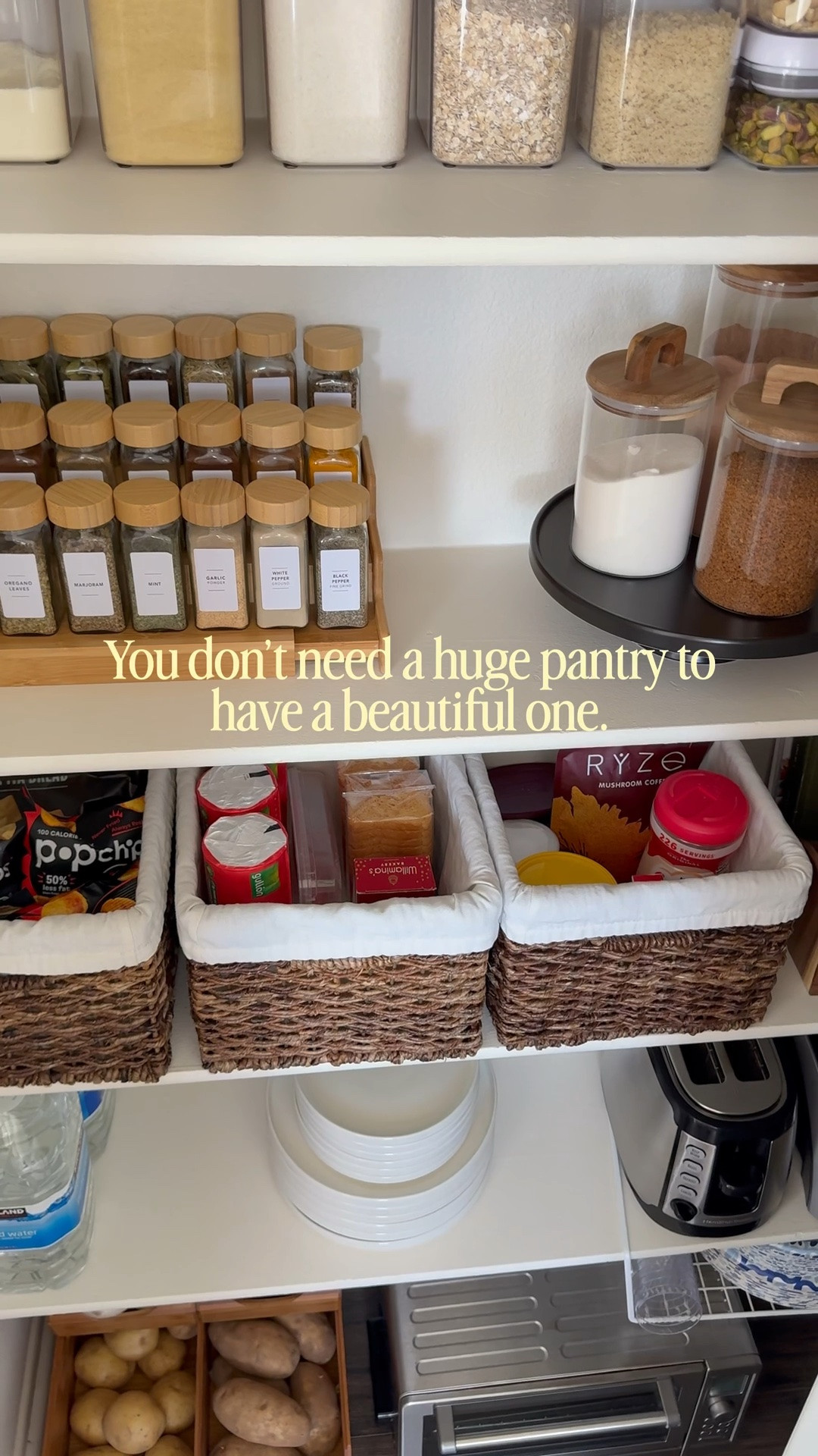 Proof that you don't need more space — you just need the right systems ✨

Follow and Comment PANTRY for the links!

This tiny pantry may be small, but it holds everything we need while still feeling calm, functional, and beautiful.

What's one area of your home you're trying to organize right now? 👇

Pantry Organization Hacks for Small Kitchens, Pantry Organization Systems for Tiny Spaces, Best Containers for Pantry Storage, Home Organization Ideas for Moms, Pantry Styling with Wicker Baskets, Organizing Pantry for Maximum Space

Wicker baskets, glass jars, spice jars, mushroom coffee, cake stand , dinner plates, onion and potato storage box, air tight, food containers, oxo, stackable, medicine organizer 


#pantryorganization #smallspaceideas #pantrygoals #smallspaces #kitchenorganization
@amazon @Marshalls @Target @Wayfair