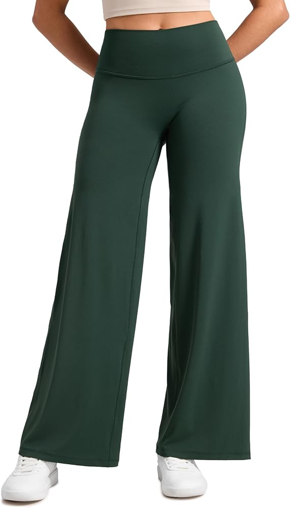CRZ YOGA Softretch No Front Seam Wide Leg Pants 30" for Women - High Waisted Yoga Lounge Buttery ... | Amazon (US)