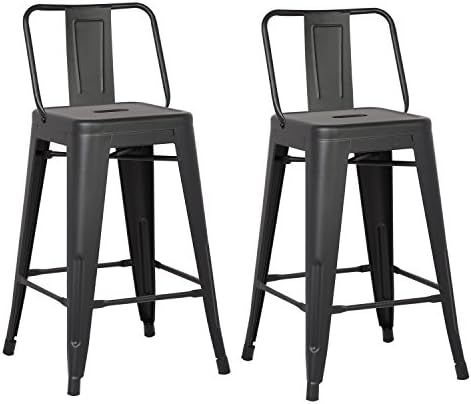 AC Pacific Modern Industrial Metal Barstool with Bucket Back and 4 Leg Design, 24" Seat Bar Stool... | Amazon (US)