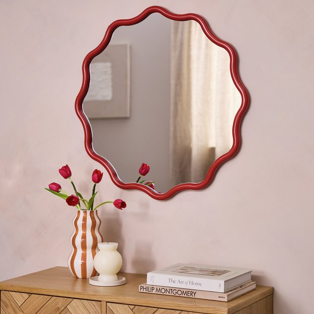 Buy Habitat Red Coral Wavy Round Wall Mirror - 72x72cm | Wall mirrors | Habitat | Habitat UK