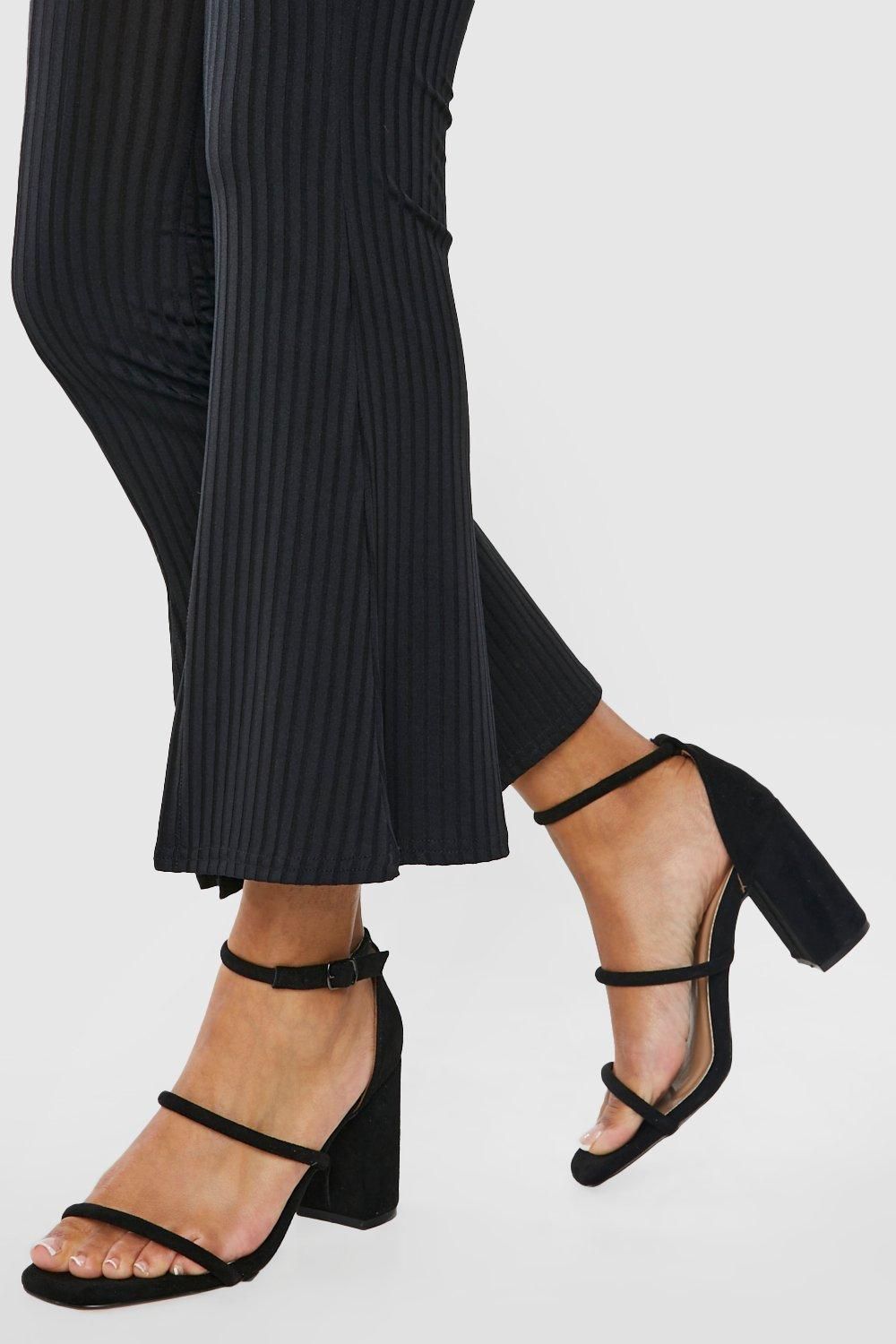 Womens Triple Strap Block Heel Sandals - Black - 9 | Boohoo.com (US & CA)