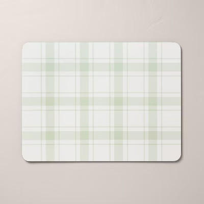 Plaid Wipeable Corkboard Placemat Green/Cream - Hearth & Hand™ with Magnolia | Target