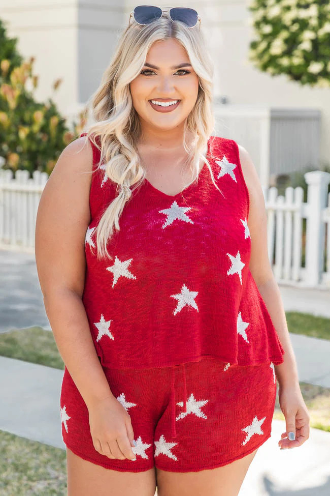 Honorable Mention Red Star Print Sweater Tank FINAL SALE | Pink Lily