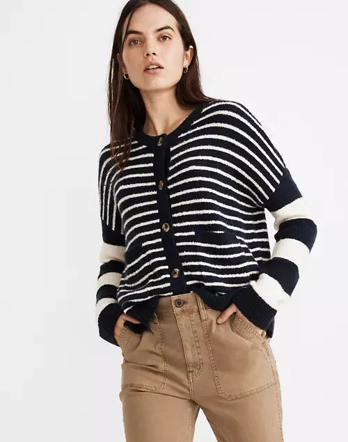 Stripe-Play Colburne Cardigan Sweater in Coziest Textured Yarn | Madewell