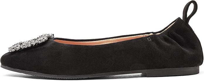 Linea Paolo - Mina - Womens Ruched Suede Ballet Flat with Jeweled Buckle Ornament | Amazon (US)
