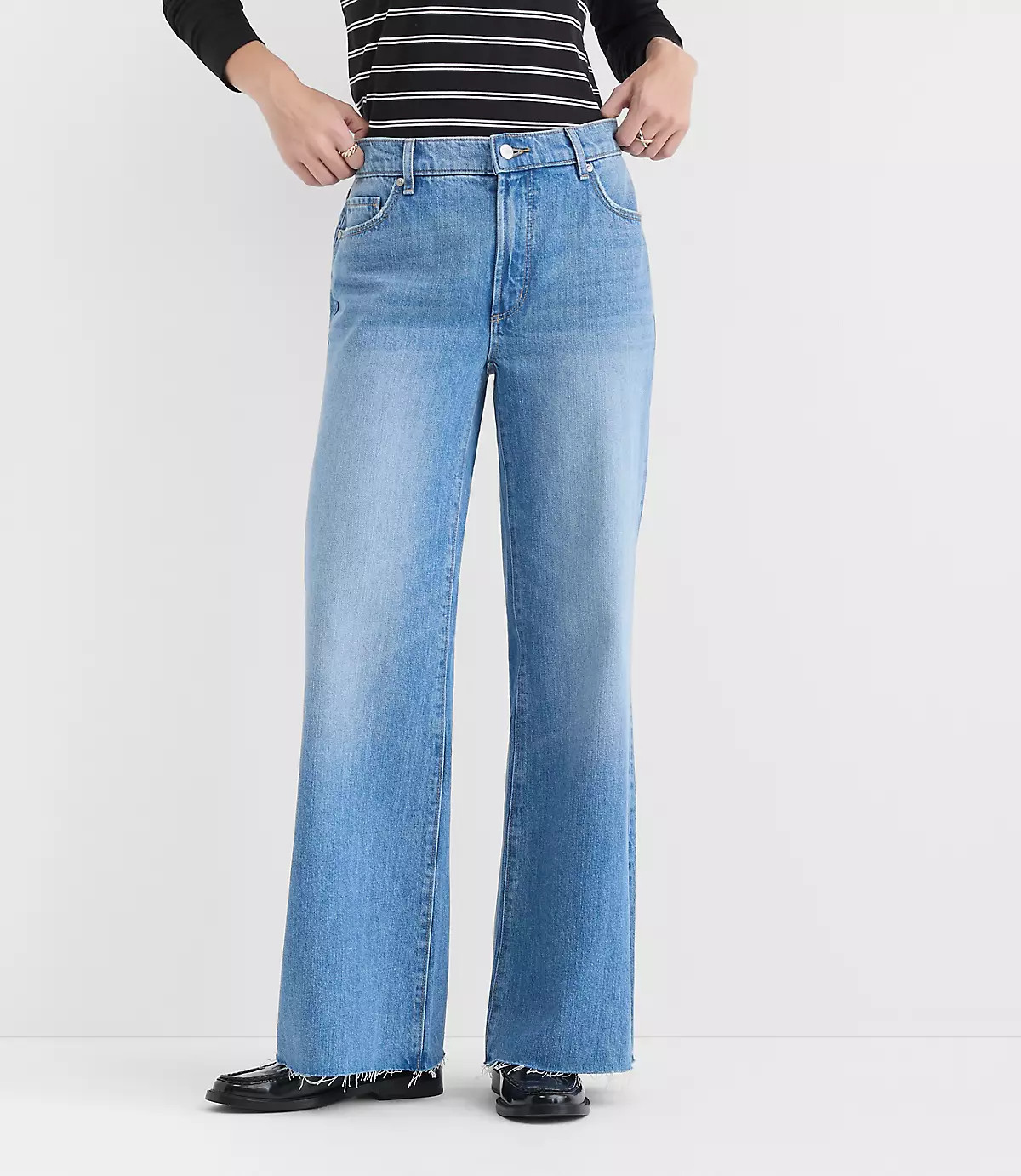 Rivete Fresh Cut Mid Rise Loose Flare Jeans in Light Wash | LOFT