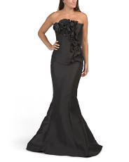 Strapless 3d Floral Mikado Gown | Formal Dresses | Marshalls | Marshalls