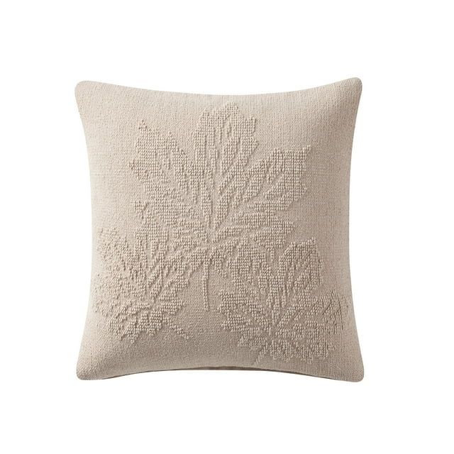 My Texas House 20" x 20" Jill Taupe Needlepoint Leaf Decorative Pillow Cover | Walmart (US)