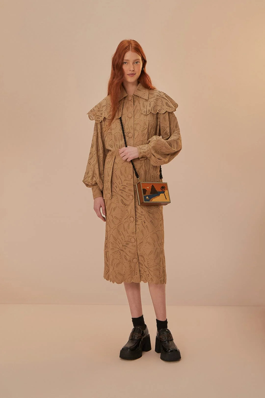 Brown Laise Trench Coat | FarmRio (US)