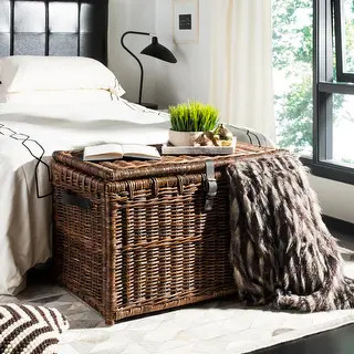 Happimess Michael 35" Wicker Storage Trunk, Brown - Butterscotch | Bed Bath & Beyond