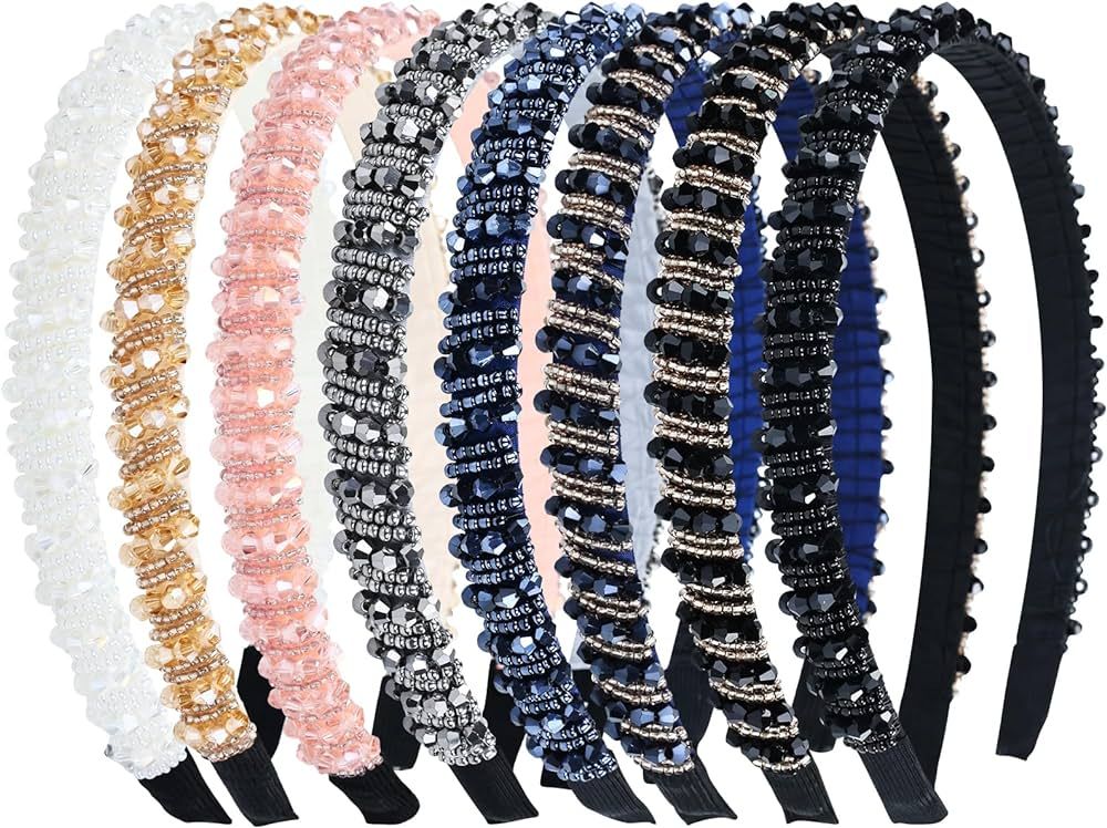 Lawie 8 Pack Baroque Hairbands Crystal Rhinestone Headband Beads Diamond Jeweled Sparkly Glitter ... | Amazon (US)