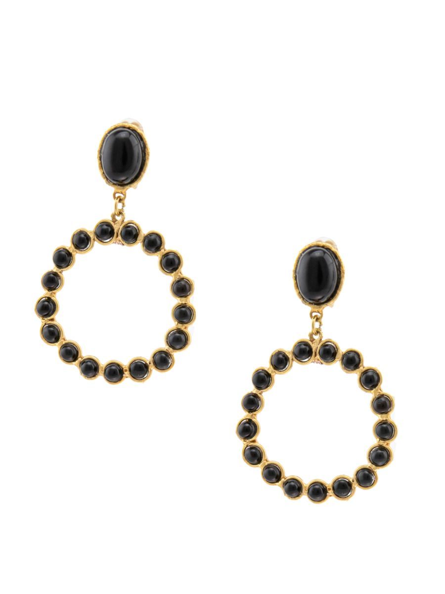 Happy 22K Gold-Plated & Onyx Drop Earrings | Saks Fifth Avenue