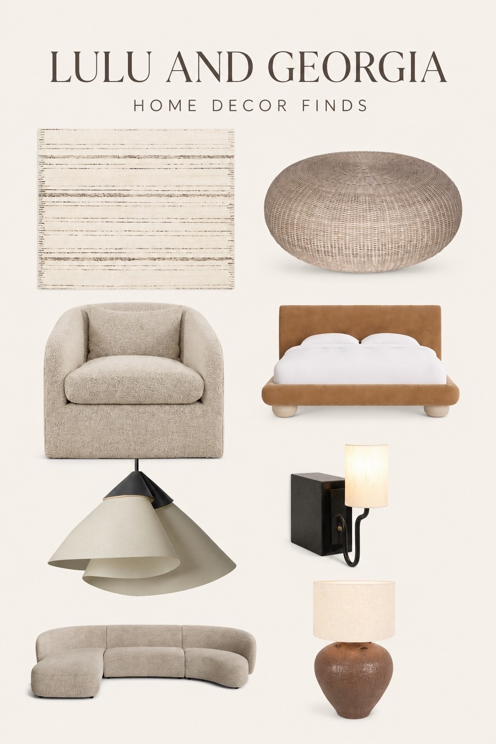 Lulu and Georgia Designer Home Finds

Elevate your home with these timeless Lulu and Georgia favorites. From sculptural lighting and cozy accent chairs to modern organic furniture, neutral rugs, designer beds, and artisan-inspired decor, these curated pieces bring a warm, collected look to any space. If you love modern organic interiors, luxury home decor, high-end furniture, neutral decorating ideas, cozy living rooms, designer lighting, and elevated home styling, these are investment pieces worth saving for your next home refresh.

#LTKHome #LTKSaleAlert