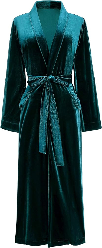 PRODESIGN Women's Long Velvet Robe Soft Warm Bathrobe with Shawl Collar Loose Sleepwear Nightgown | Amazon (US)