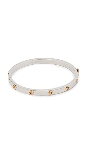Tory Burch Women's Miller Stud 5mm Hinge Bracelet, Tory Silver/Tory Gold, Medium | Amazon (US)