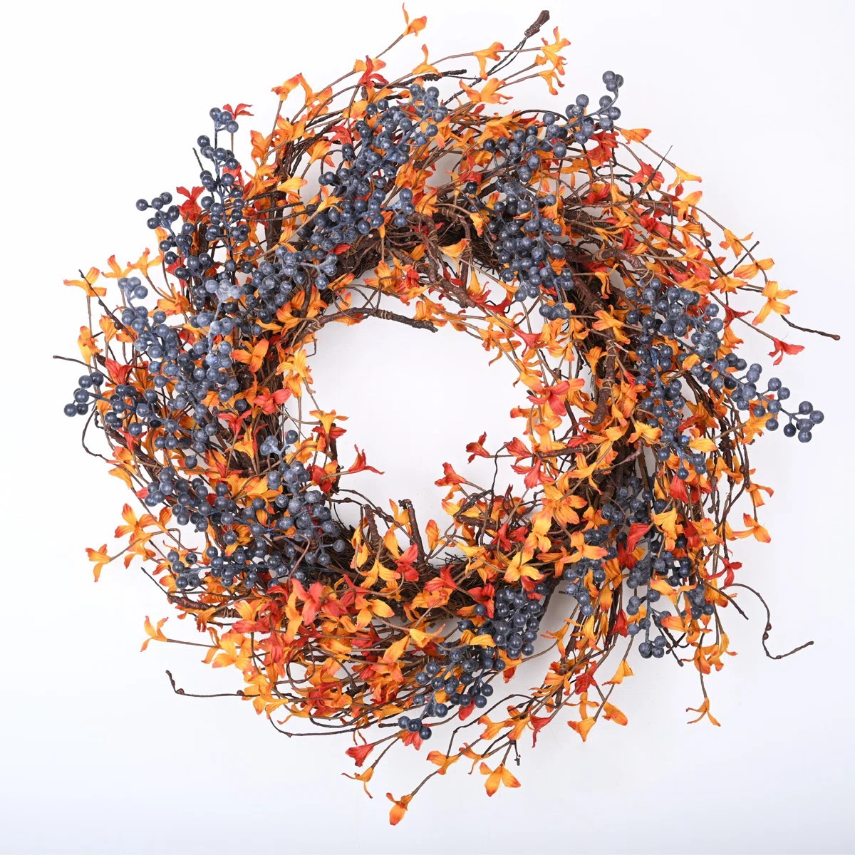 24" Fall Autumn Twig Berry Front Door Wreath | Wayfair North America