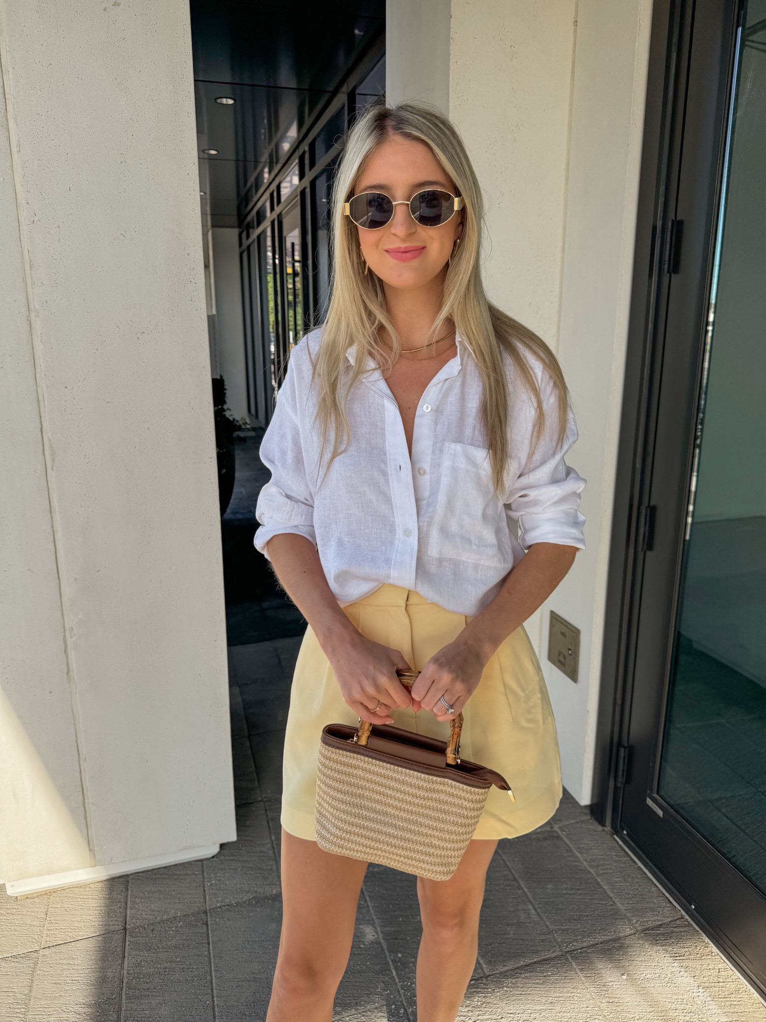 The perfect spring/ summer outfit 🌞 Tailored shorts and a linen shirt are closet staples for me that you need in your closet 🤍

#LTKSeasonal #LTKItBag #LTKFindsUnder100