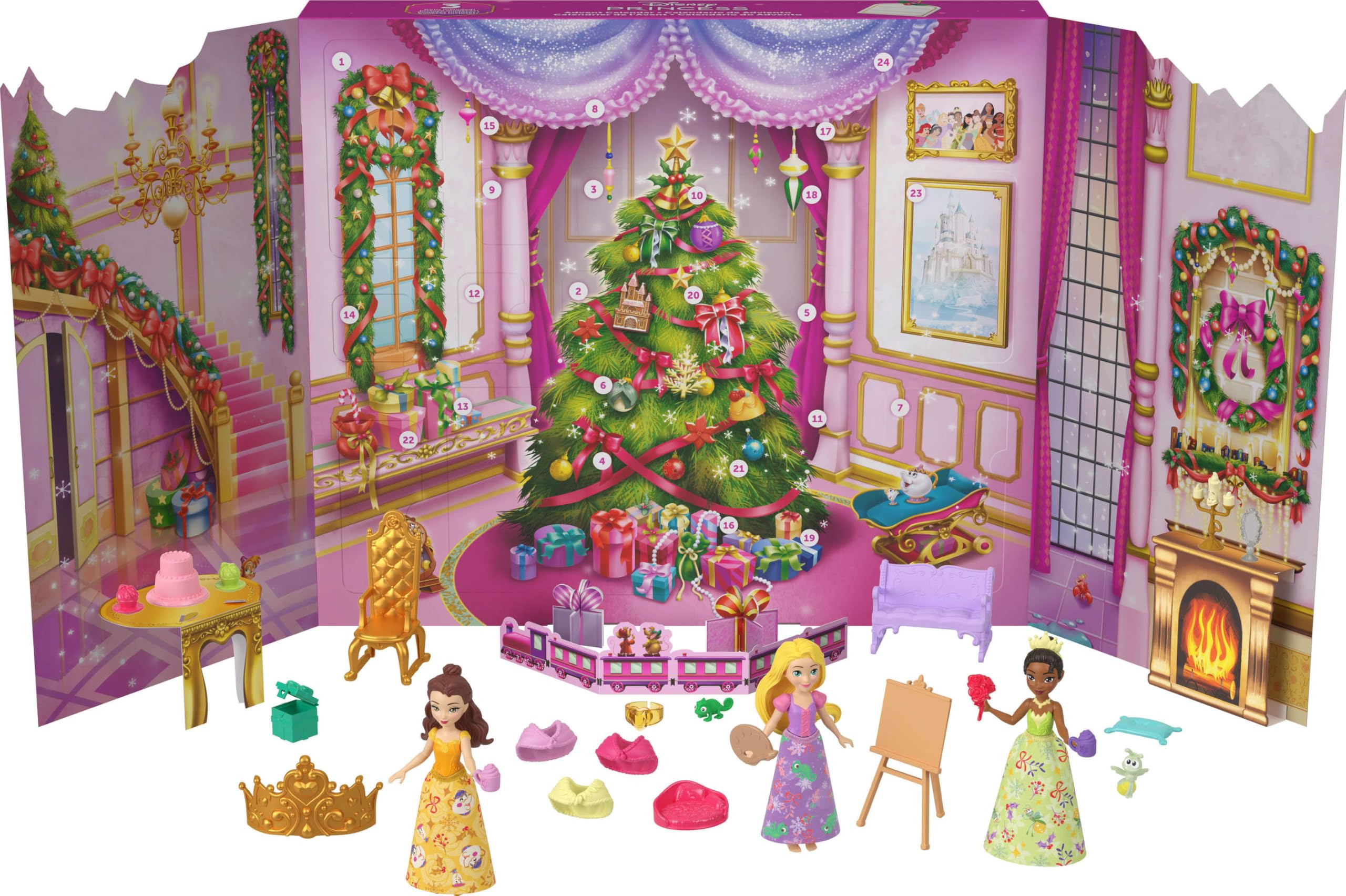 Mattel Disney Princess Doll Advent Calendar with 24 Days of Surprises, Including 3 Small Dolls, 3... | Amazon (US)