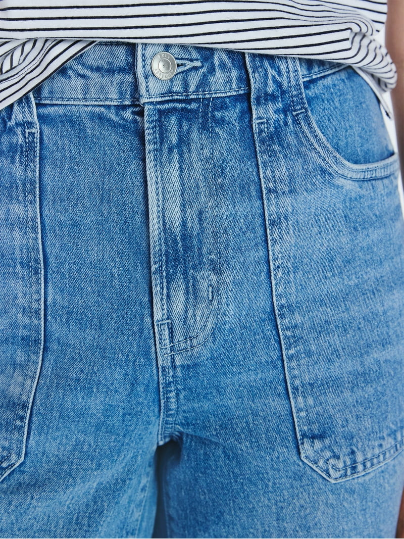 Free Assembly Women's Cropped Carpenter Barrel Jeans, 27" Inseam, Sizes 0-20 | Walmart (US)