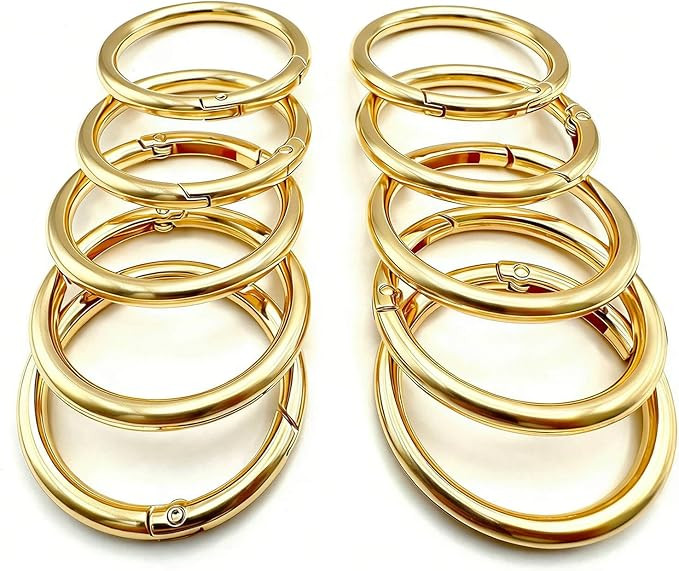 10 Pack 1.5 Inch Spring O Rings Clip, Metal Keychain Rings Key Ring Clip, Large Round Carabiner C... | Amazon (US)