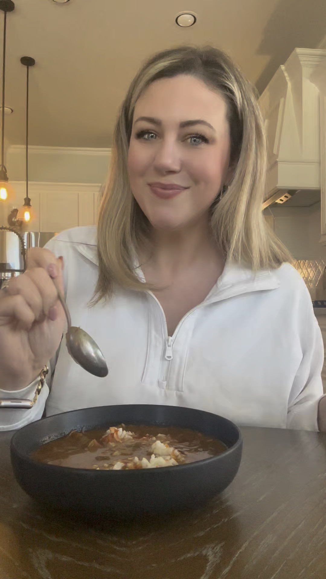 Comment GUMBO below for The One Pot Momma’s Roux method and my twist on Gumbo!

Ingredients:
For the Roux:
1 cup all-purpose flour
3/4 cup vegetable oil

For the Gumbo:
1 lb chicken thighs, cut into bite-sized pieces
1 lb smoked andouille sausage, sliced
1 lb shrimp, peeled and deveined (I use frozen, and it works great!)
1 medium onion, chopped
1 green bell pepper, chopped
2 celery stalks, chopped
3 cloves garlic, minced (jarlic is fine...yes, it really is!)
1 (14 oz) can diced tomatoes
1 (14 oz) can stewed tomatoes and okra
6 cups chicken broth (this is where homemade makes all the difference)
1 tbsp Cajun seasoning
1 tbsp Goya All Purpose Adobo seasoning
1 tbsp Tomato Chicken Bouillon


Instructions:
Make the Roux:Preheat your oven to 350°F. In a cast-iron skillet or oven-safe pan, combine the flour and oil. Stir to combine, then place the skillet in the oven. Every 10 minutes, stir the roux until it reaches a deep, chocolate brown color (about 30-40 minutes). This is THE One Pot Momma’s oven roux method—a game-changer for easy, perfect roux every time!Cook the Veggies:While the roux is cooking, heat a large pot over medium heat. Add the onion, bell pepper, celery, and garlic. Cook for 5-7 minutes until softened.Combine and Simmer:Once the roux is done, carefully add it to the pot with the veggies. Stir to combine, then add the diced tomatoes, stewed tomatoes and okra, chicken broth, Cajun seasoning, Goya Adobo seasoning, and Tomato Chicken Bouillon. Bring everything to a simmer.Add the Meat:Add the chicken and sausage to the pot, and cook for 25-30 minutes, until the chicken is tender and cooked through.Add the Shrimp:Add the shrimp and cook for another 5 minutes, until the shrimp are pink and fully cooked.Serve:Serve the gumbo over a bowl of steamy white rice, and enjoy the delicious, rich flavor of this easy and flavorful dish!
Want the recipe? Comment ‘GUMBO’ below, and I’ll send you the details for THE One Pot Momma’s oven roux method and my full gumbo recipe!

#LTKSeasonal #LTKHome