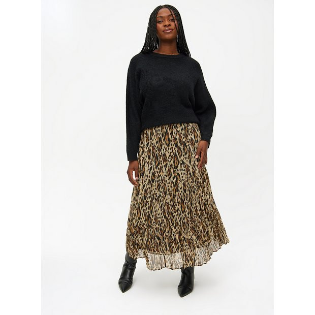 Brown Leopard Print Tiered Maxi Skirt 10 | Tu Clothing