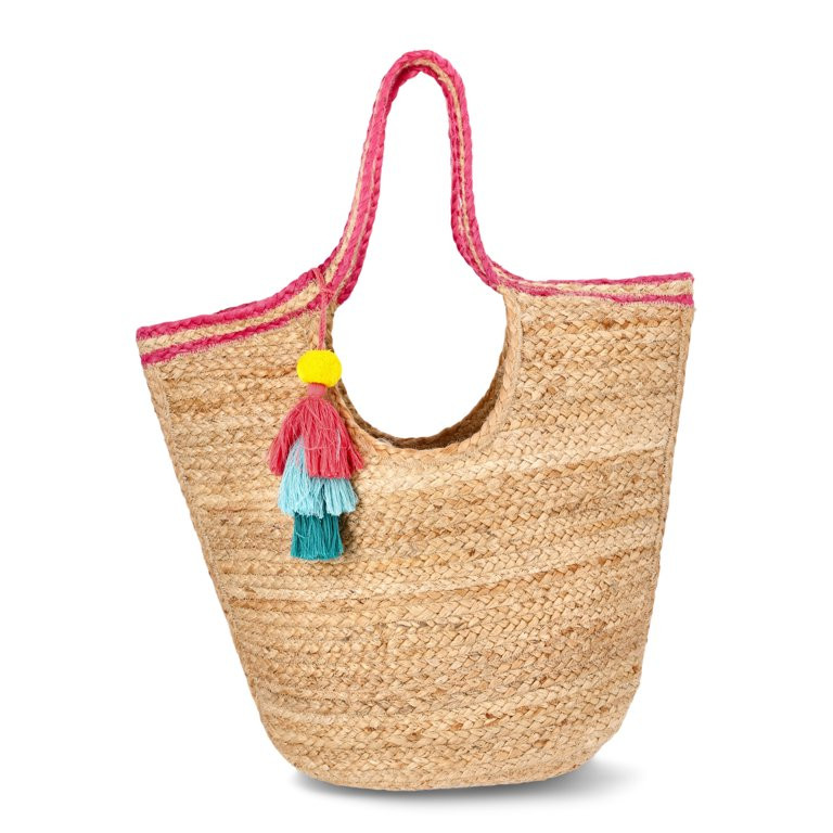 No Boundaries Jute Tote Bag, Natural, Women’s | Walmart (US)