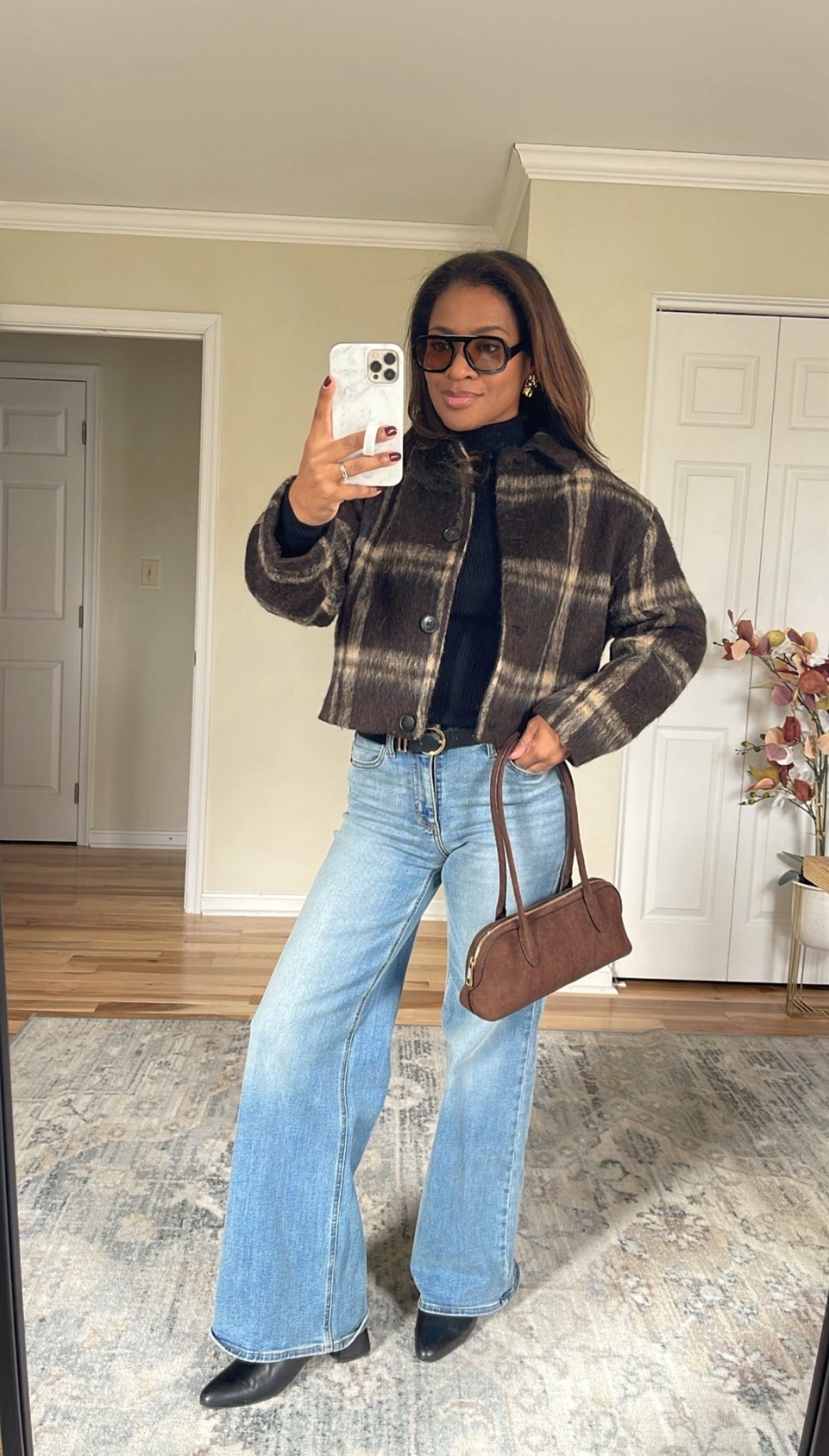 Love this Zara plaid Shacket! Wearing a small. Jeans are a size 4 

#ltkfindsunder100 #ltkover40 #ltkfindsunder50