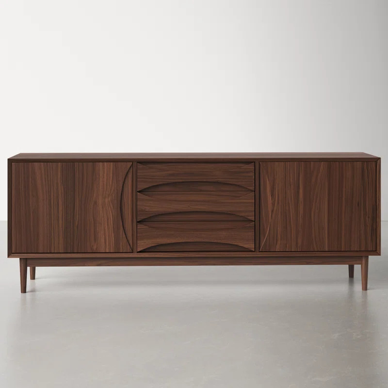 Byrd 78.75'' Wide 3 Drawer Walnut Solid Wood Sideboard | Wayfair North America