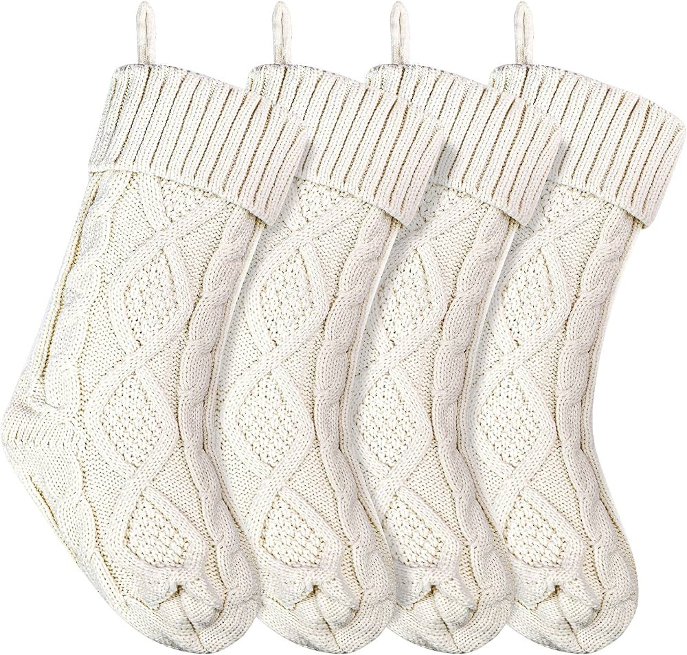 Christmas Stockings Knitted Xmas Stockings 18 Inches Double-Sided Fireplace Hanging Stockings for... | Amazon (US)