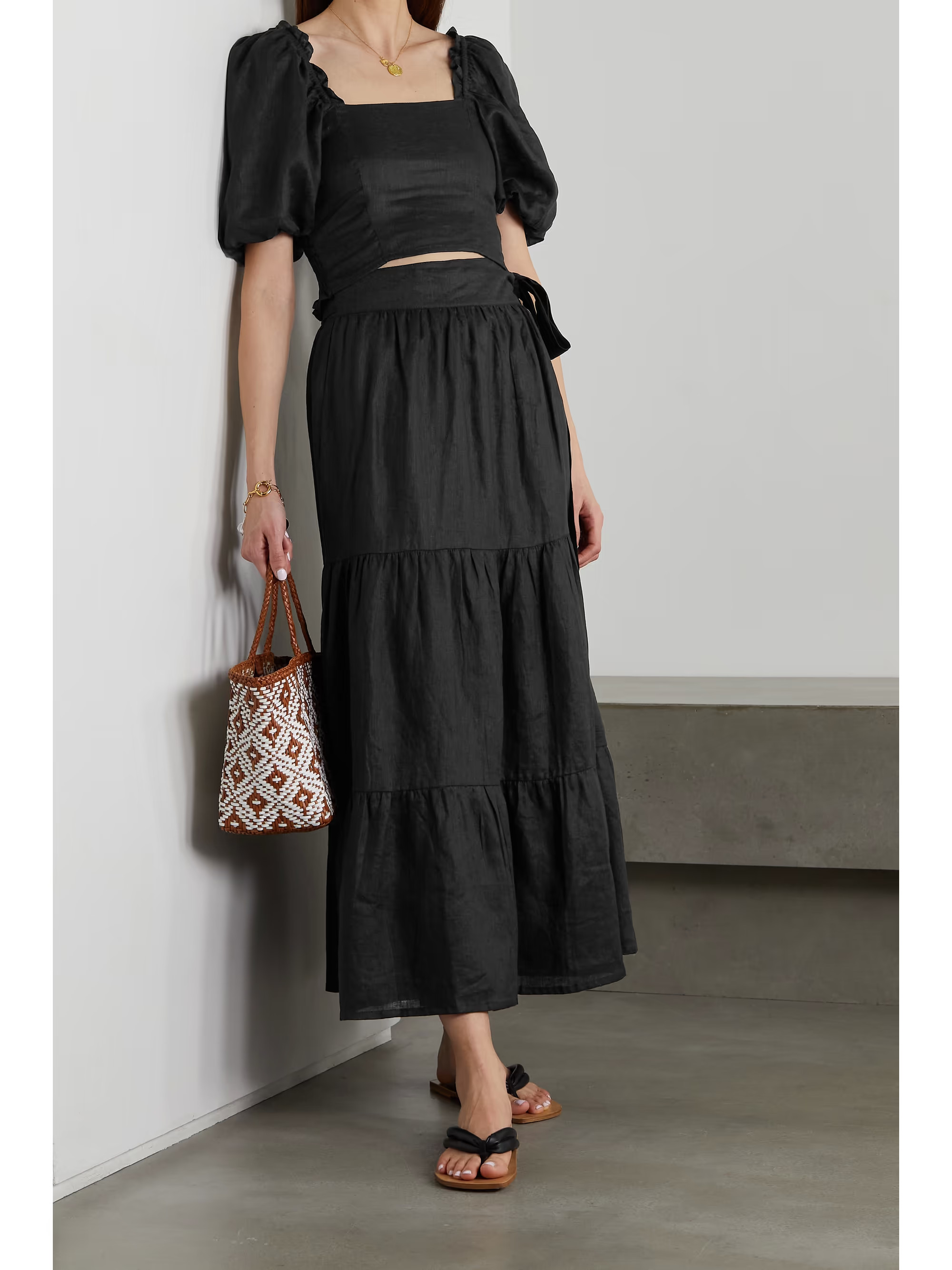 + NET SUSTAIN Barnette cropped shirred linen top | NET-A-PORTER (US)