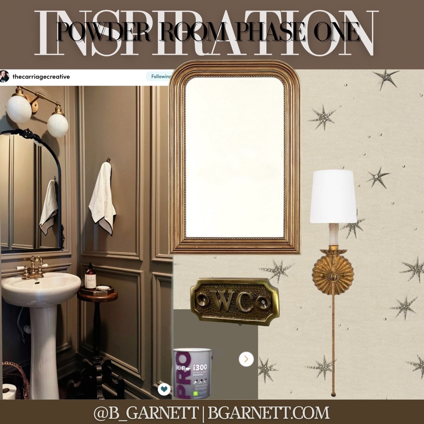 New house project one: powder room upgrade. I’m working from 2 moodboards. Haven’t fully decided which I like best 

Bathroom | powder room | moody home decor | home decor | wallpaper | sconces lighting 

#LTKHome #LTKFindsUnder100 #LTKSaleAlert
