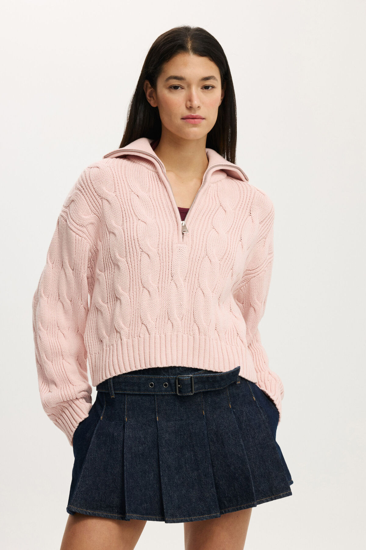 Cotton Cable Half Zip Pullover | Cotton On (US)