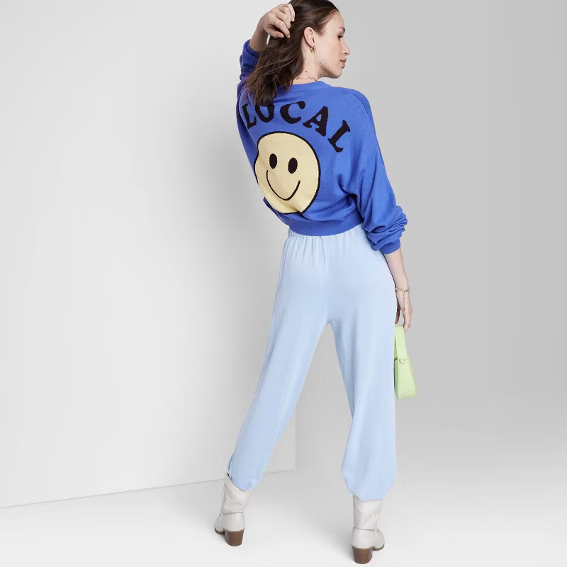 Women's Ascot + Hart Smile Graphic Cardigan - Blue | Target