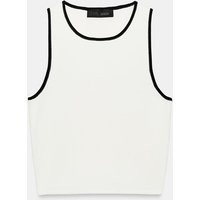 Zara - Contrast Trim Knit Crop Top - White - M - Woman | Zara US