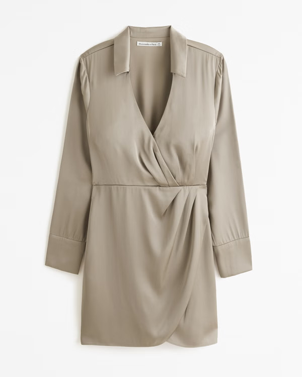 Long-Sleeve Wrap Shirt Dress | Abercrombie & Fitch (US)