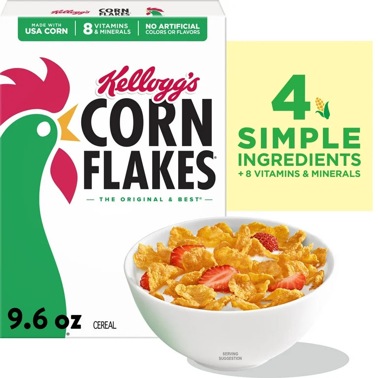 Kellogg's Corn Flakes Breakfast Cereal, 8 Vitamins and Minerals, 9.6 oz | Walmart (US)
