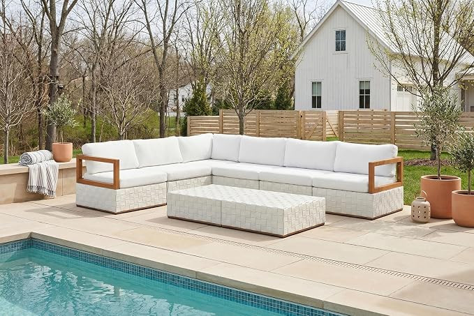 PURPLE LEAF Patio Conversation Sets 8 Pieces, Premium Leather Outdoor Couch Sectional Sofa, L-Sha... | Amazon (US)