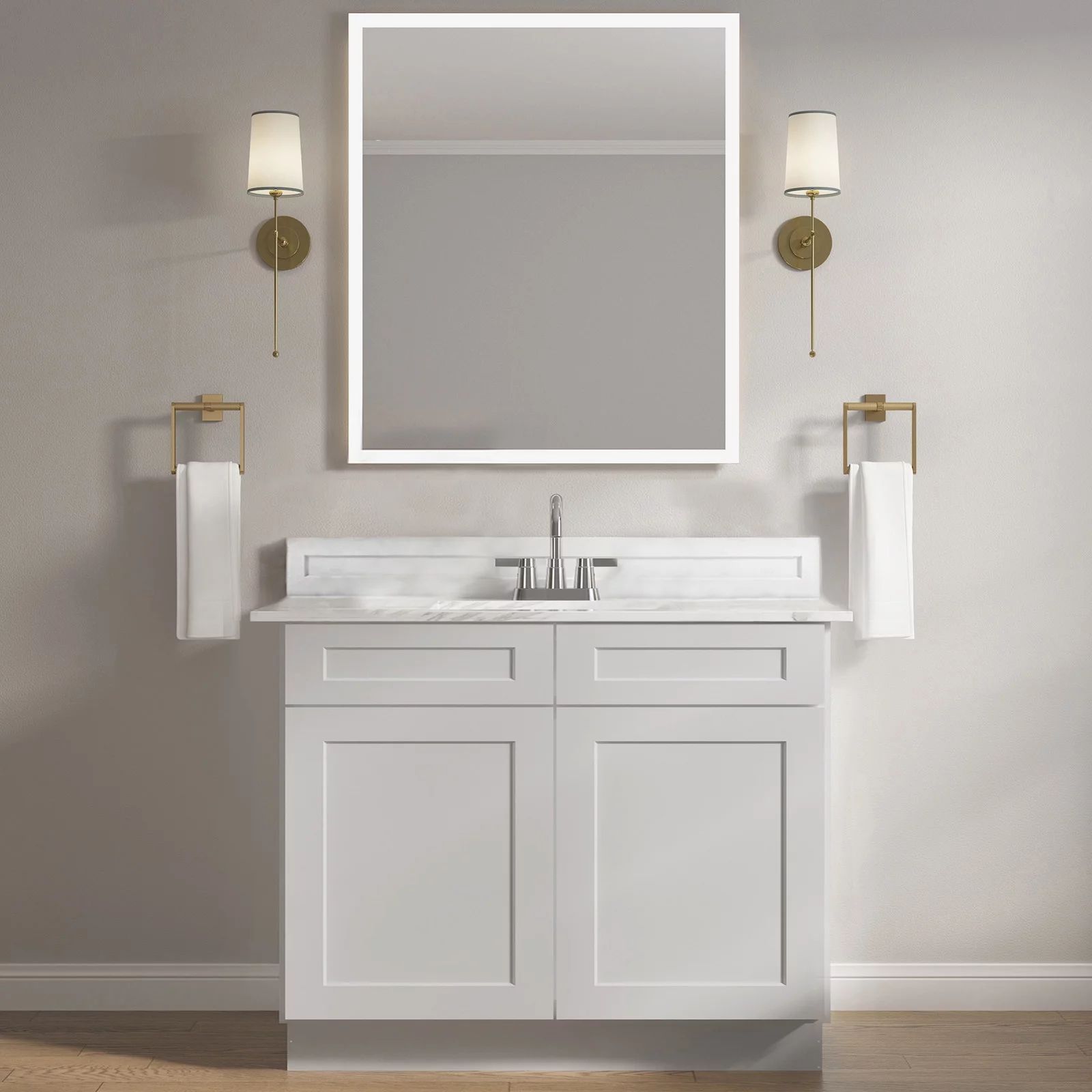 Homlux 36 in.W x 21 in.D x 34.5 in.H Bath Vanity Cabinet Without Top in Shaker Dove | Walmart (US)