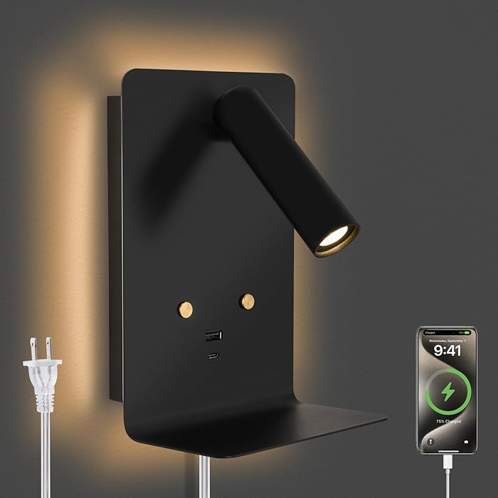 ZEROUNO LED Dimmable Wall Mounted Reading Light, Backlight Night Wall Lamp, Adjustable Headboard ... | Amazon (US)